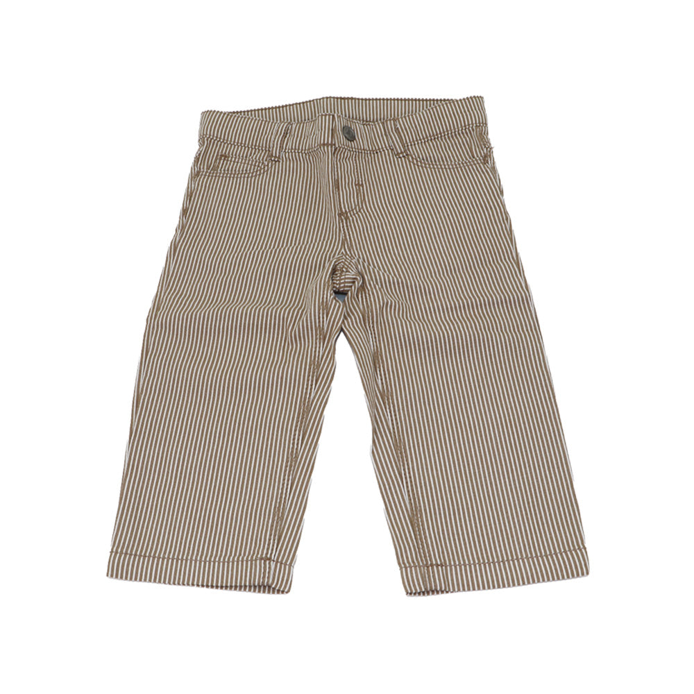 Petit Bateau Toddler Boys Soft Brown Striped Cotton Knit Pants