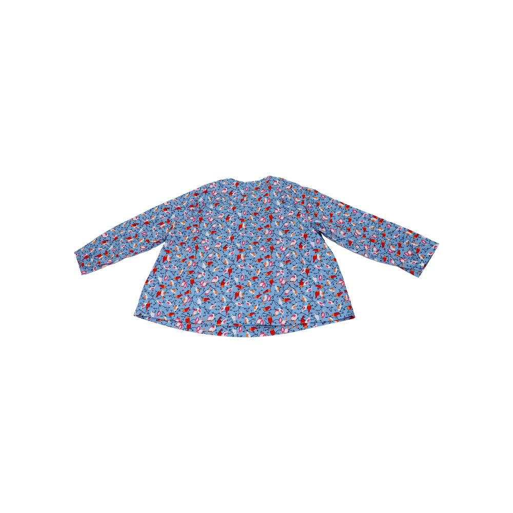 Petit Bateau Baby Girls Long Sleeve Floral Cotton Blouse