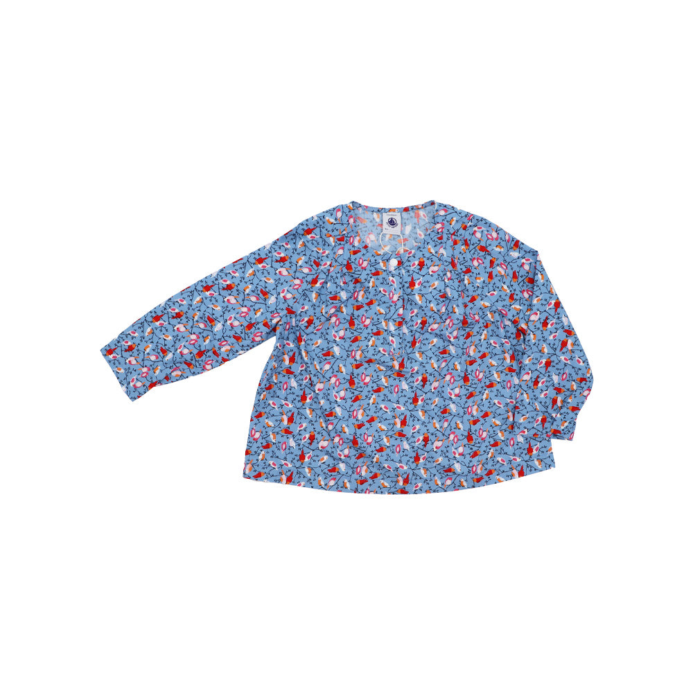 Petit Bateau Baby Girls Long Sleeve Floral Cotton Blouse