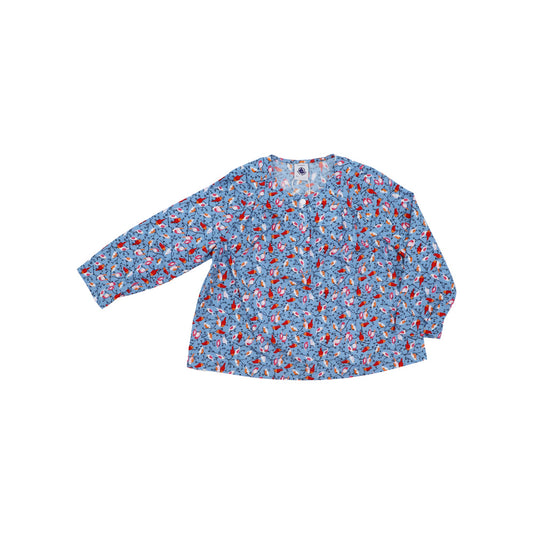 Petit Bateau Baby Girls Long Sleeve Floral Cotton Blouse