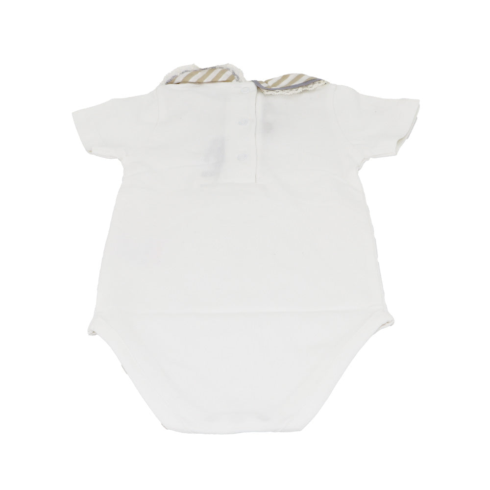 Purete Du Bebe Soft White Cotton Infant Bodysuit 3 Months