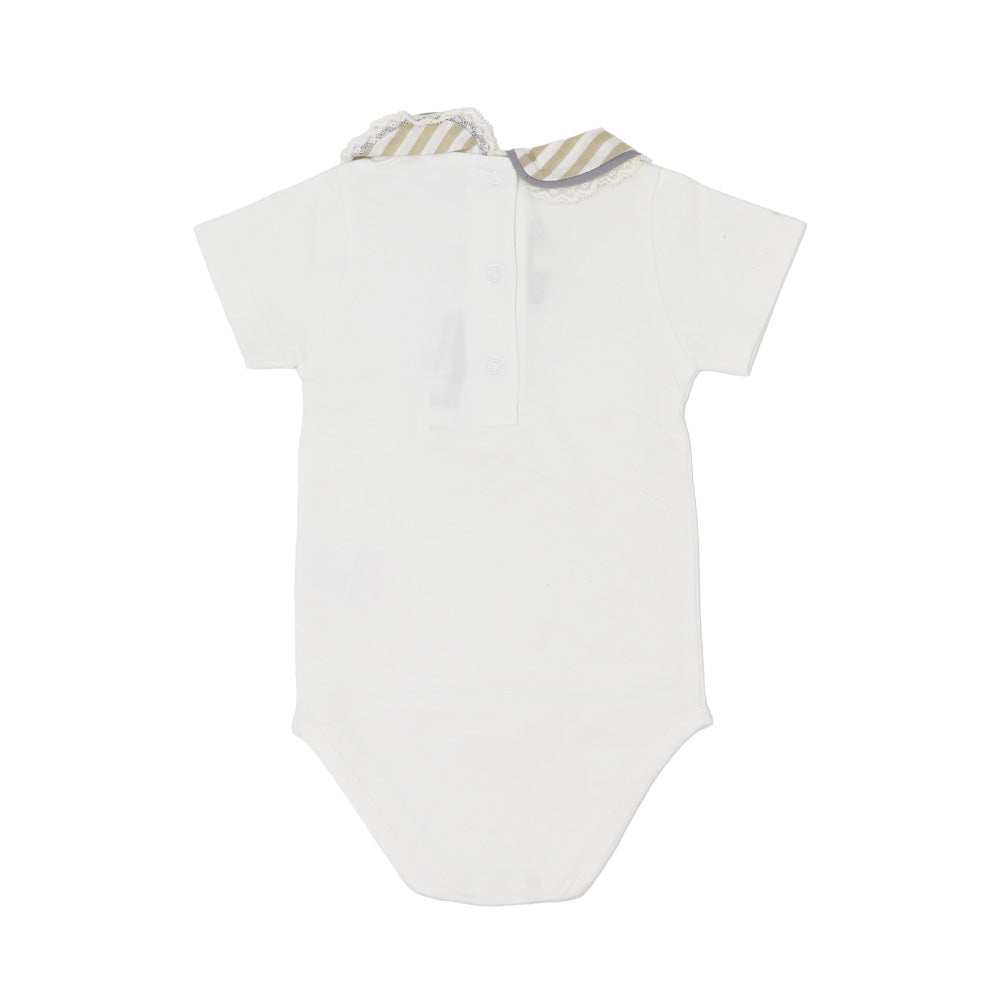 Purete Du Bebe Soft White Cotton Infant Bodysuit 3 Months