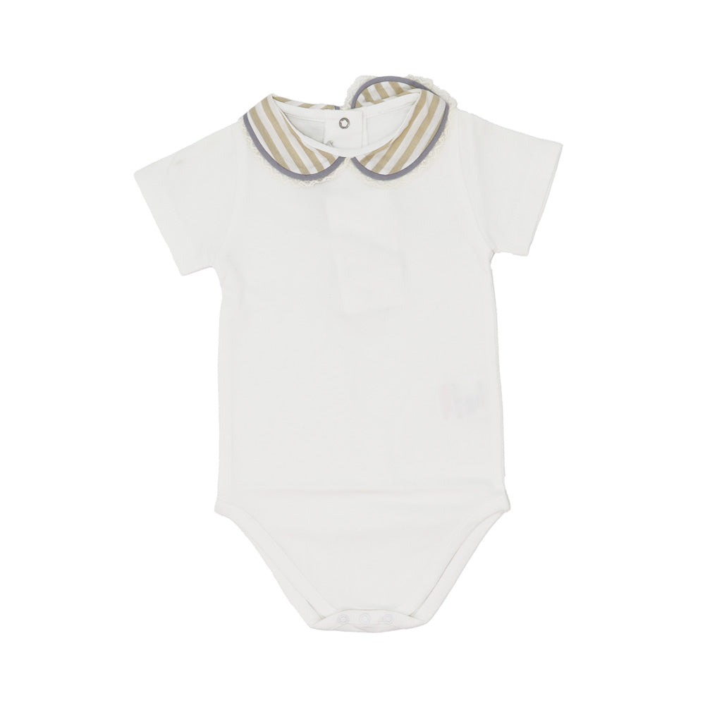 Purete Du Bebe Soft White Cotton Infant Bodysuit 3 Months
