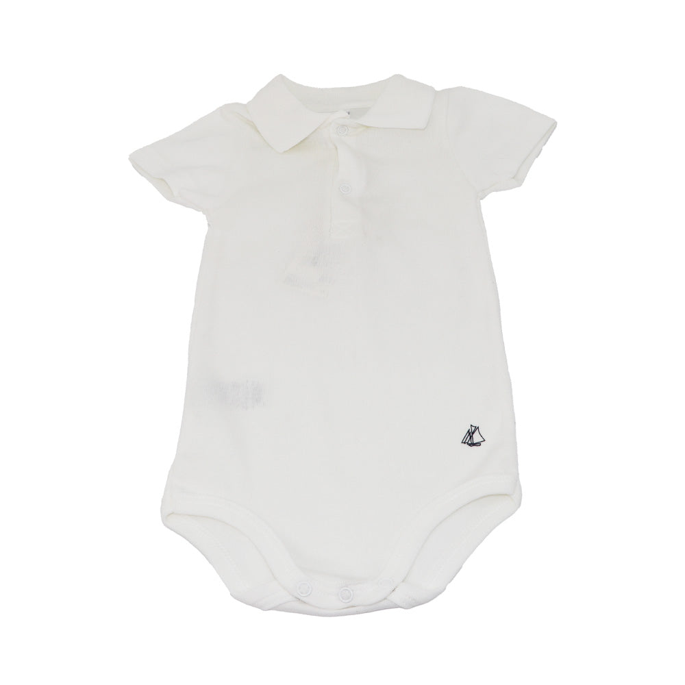 Petit Bateau Baby White Sailboat Print Cotton Body Suit