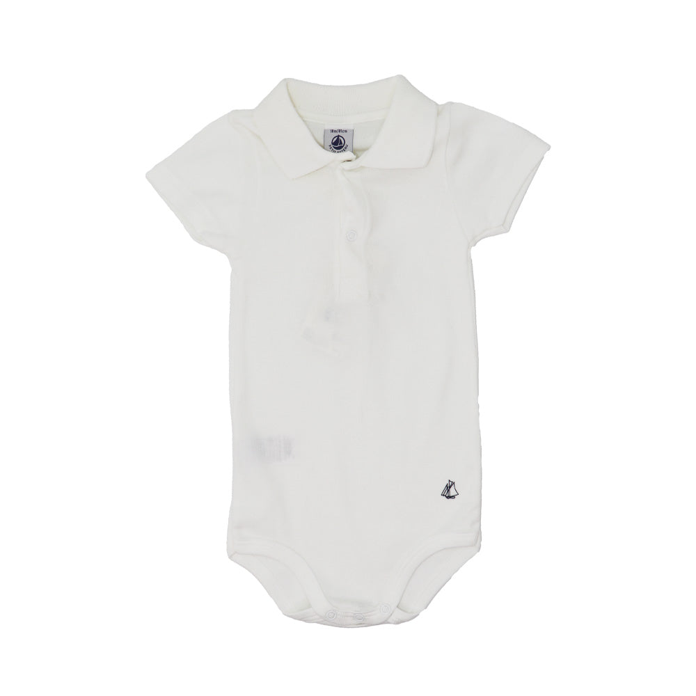 Petit Bateau Baby White Sailboat Print Cotton Body Suit