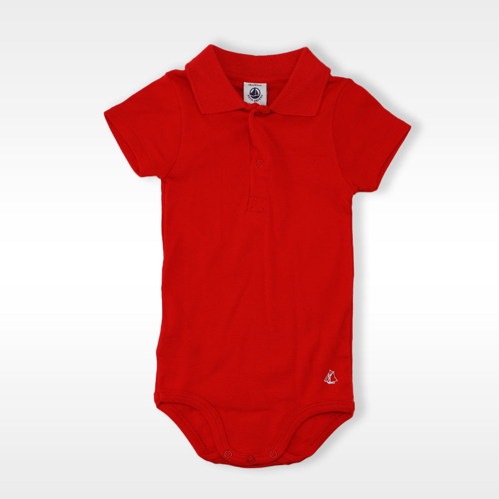 Petit Bateau Baby Sailor Print Red Cotton Short Sleeve Bodysuit