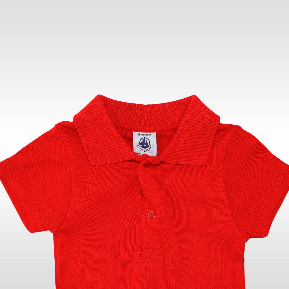 Petit Bateau Baby Sailor Print Red Cotton Short Sleeve Bodysuit