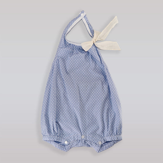 Purete Du Bebe Baby Blue Soft Cotton Overall Romper Suit