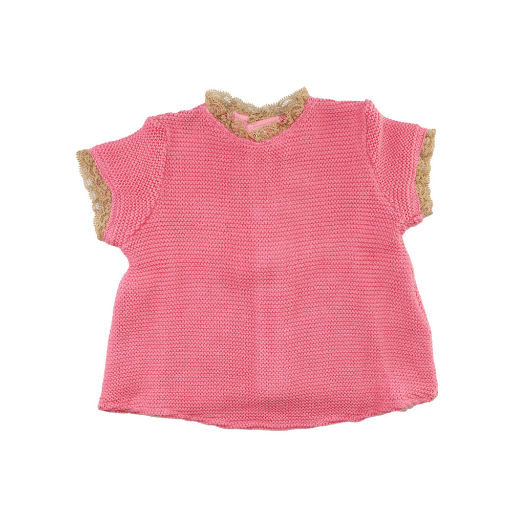 Purete Du Bebe Soft Light Pink Baby Knit Sweater 3M