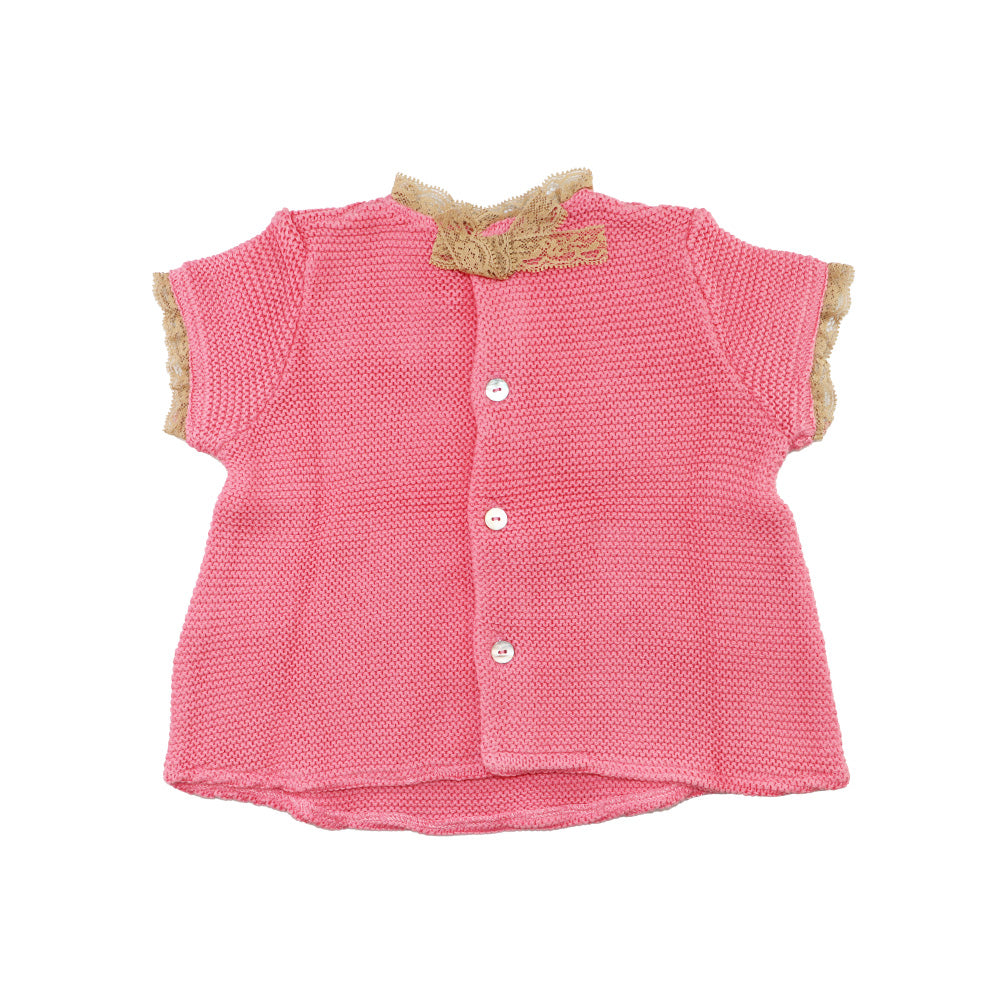 Purete Du Bebe Soft Light Pink Baby Knit Sweater 3M