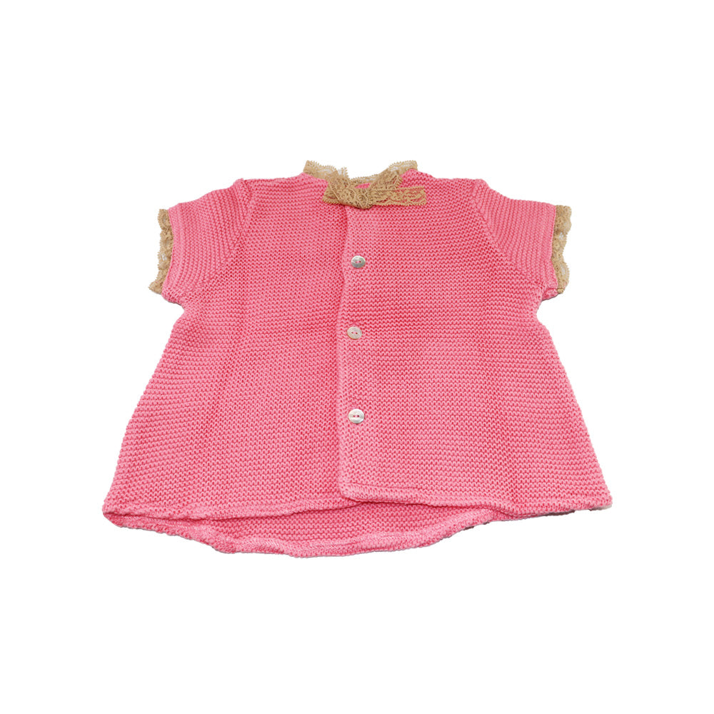Purete Du Bebe Soft Light Pink Baby Knit Sweater 3M