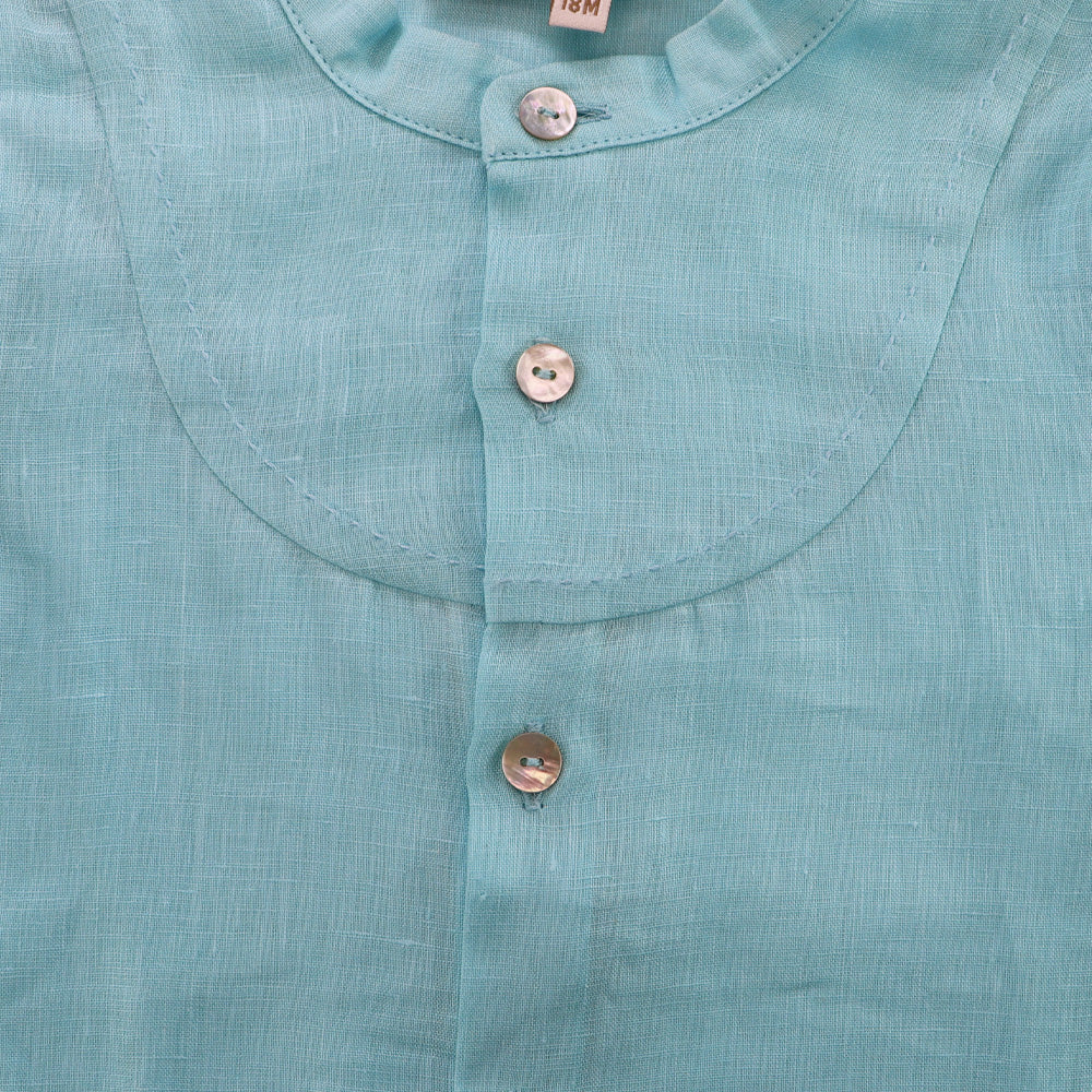 Purete Du Bebe Baby Teal Cotton Knit Overall Romper