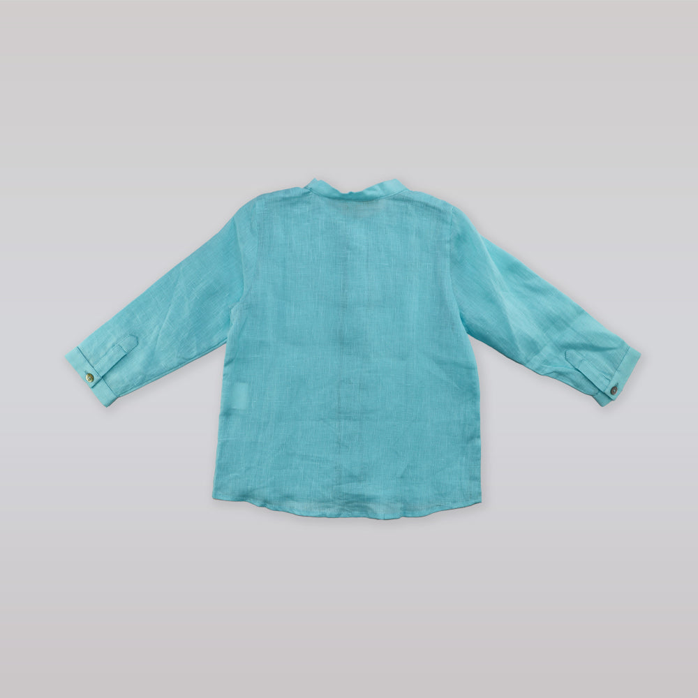 Purete Du Bebe Baby Teal Cotton Knit Overall Romper