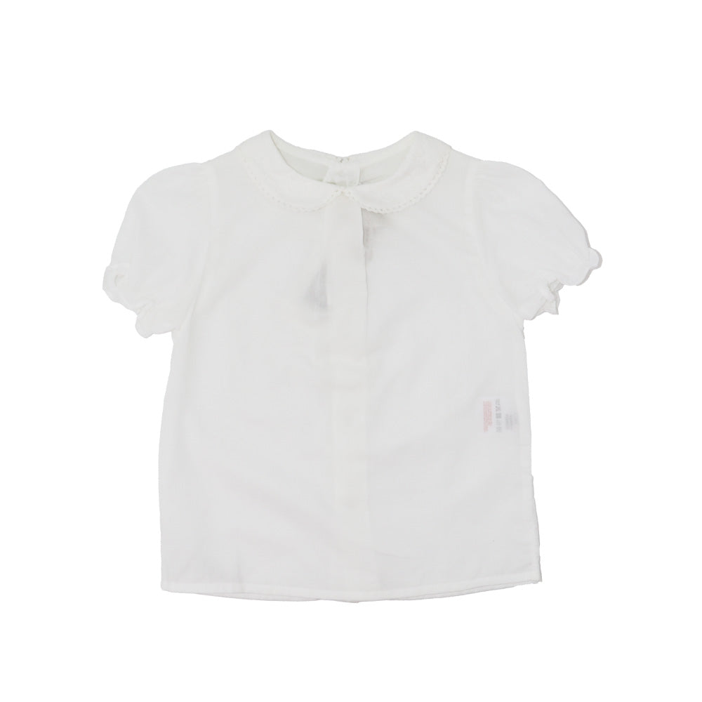Purete Du Bebe Elegant White Lace Trim Baby Blouse
