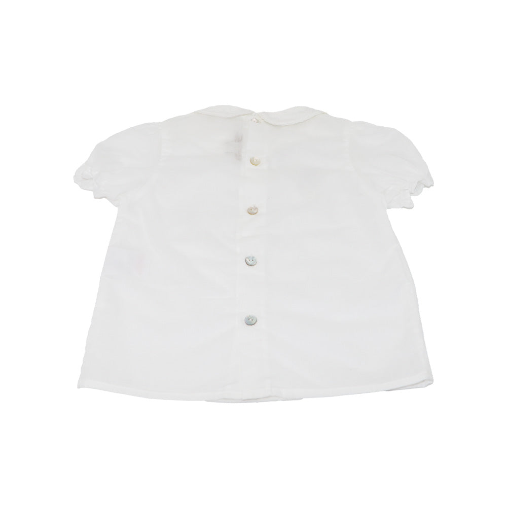 Purete Du Bebe Elegant White Lace Trim Baby Blouse