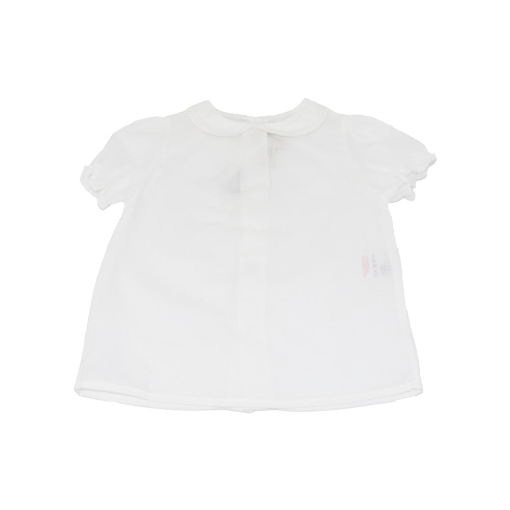 Purete Du Bebe Elegant White Lace Trim Baby Blouse