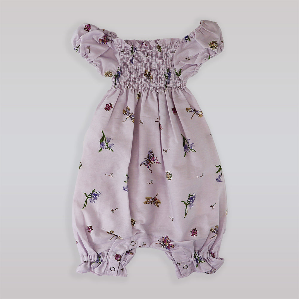 Their Nibs Lilac Bluebell Floral Cotton Baby Girl Romper Outfit