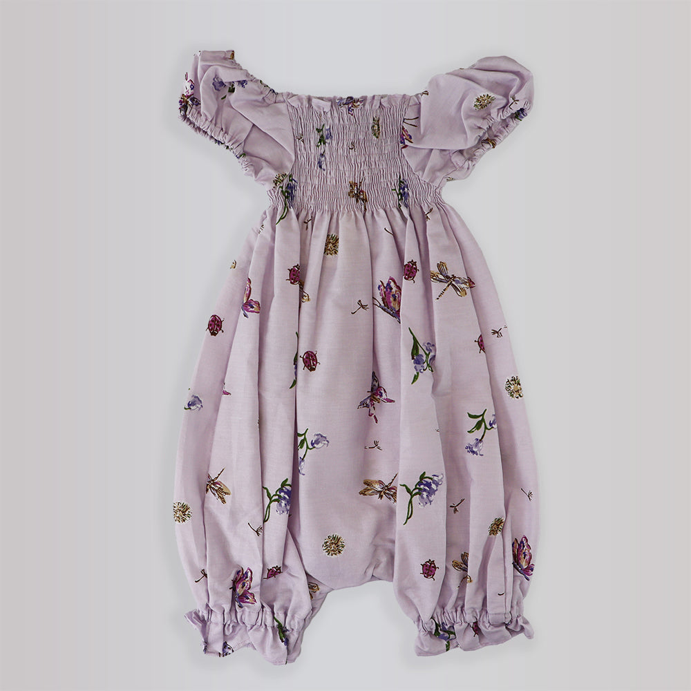 Their Nibs Lilac Bluebell Floral Cotton Baby Girl Romper Outfit