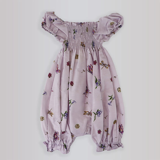 Their Nibs Lilac Bluebell Floral Cotton Baby Girl Romper Outfit