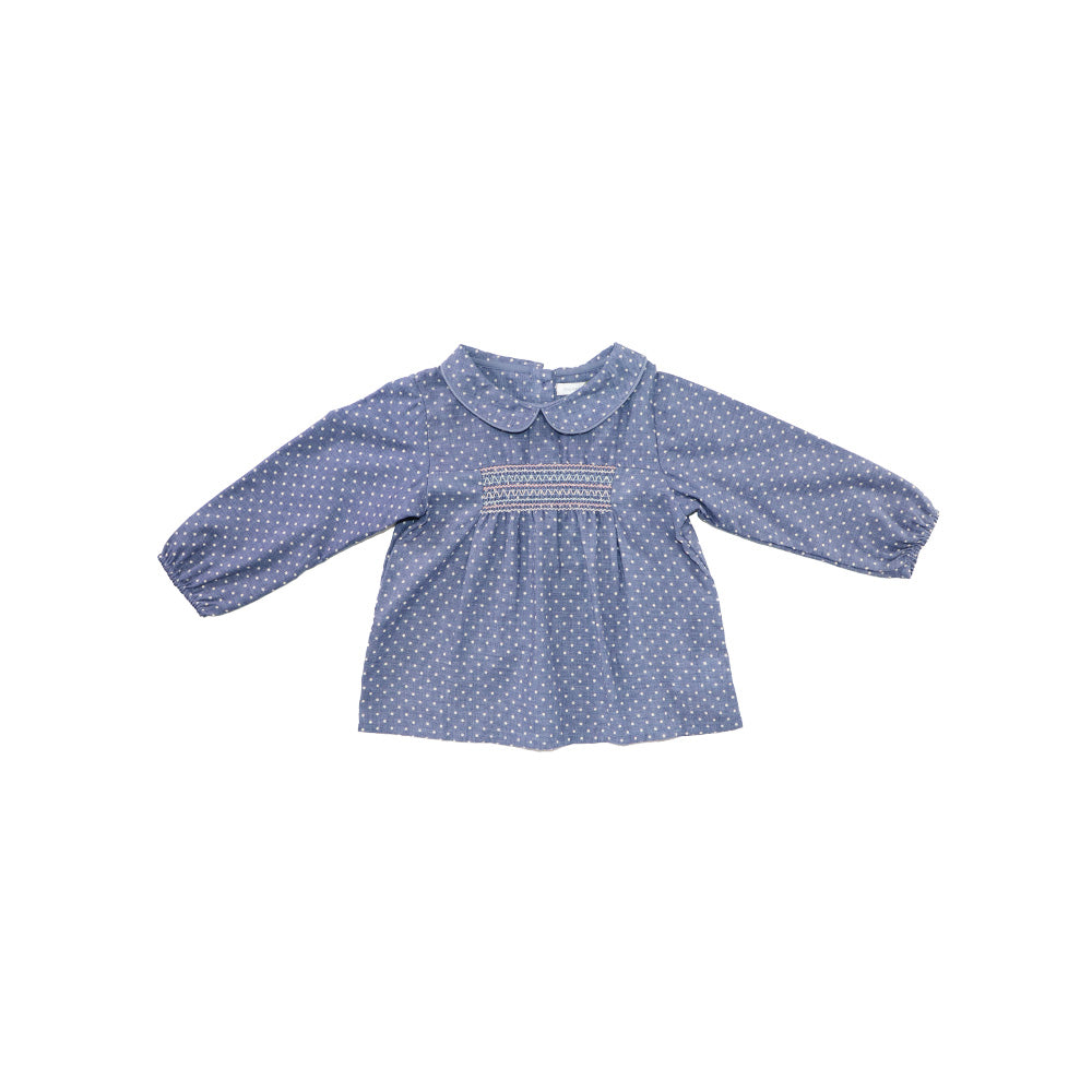 Troi Zenfants Mahe Blue Spotted Print Cotton Baby Dress