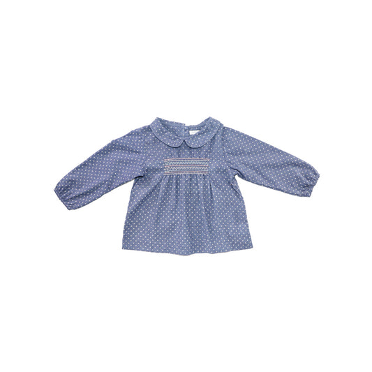 Troi Zenfants Mahe Blue Spotted Print Cotton Baby Dress