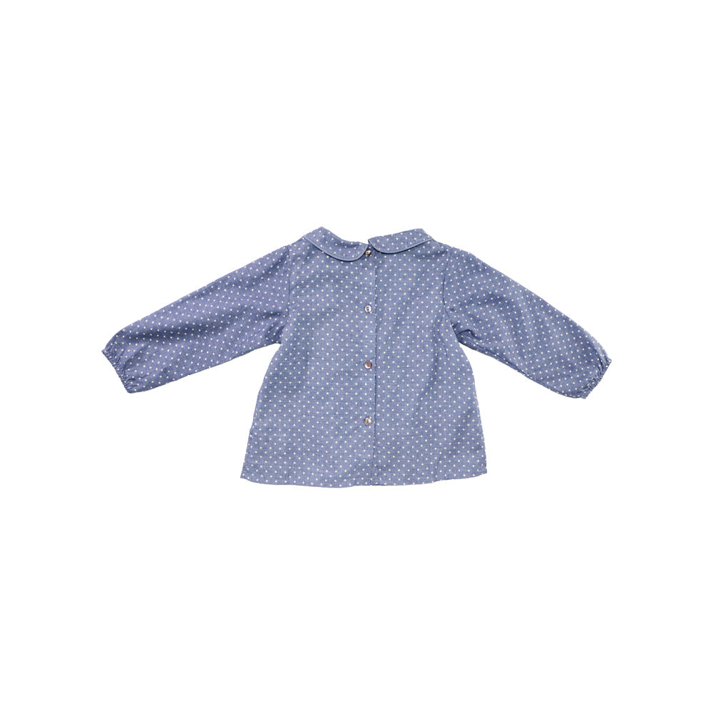 Troi Zenfants Mahe Blue Spotted Print Cotton Baby Dress