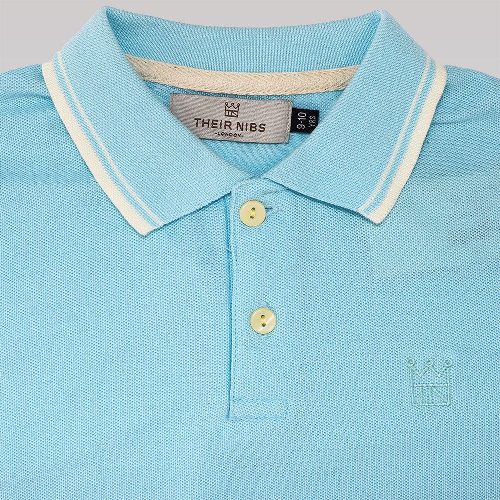 Their Nibs Boys Pale Blue Jersey Polo Short Sleeve T-Shirt