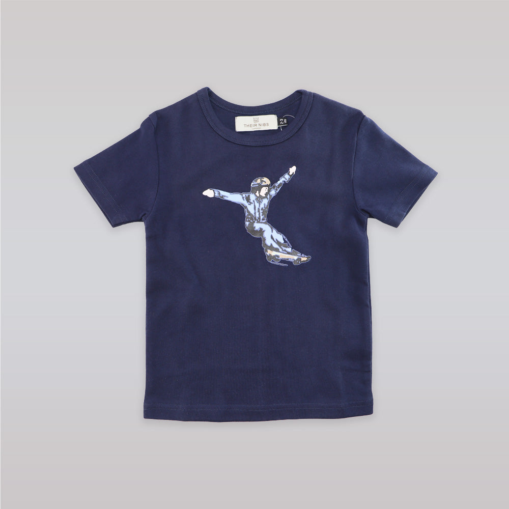 Their Nibs Boys Navy Cotton Retro Skateboard Print T-Shirt