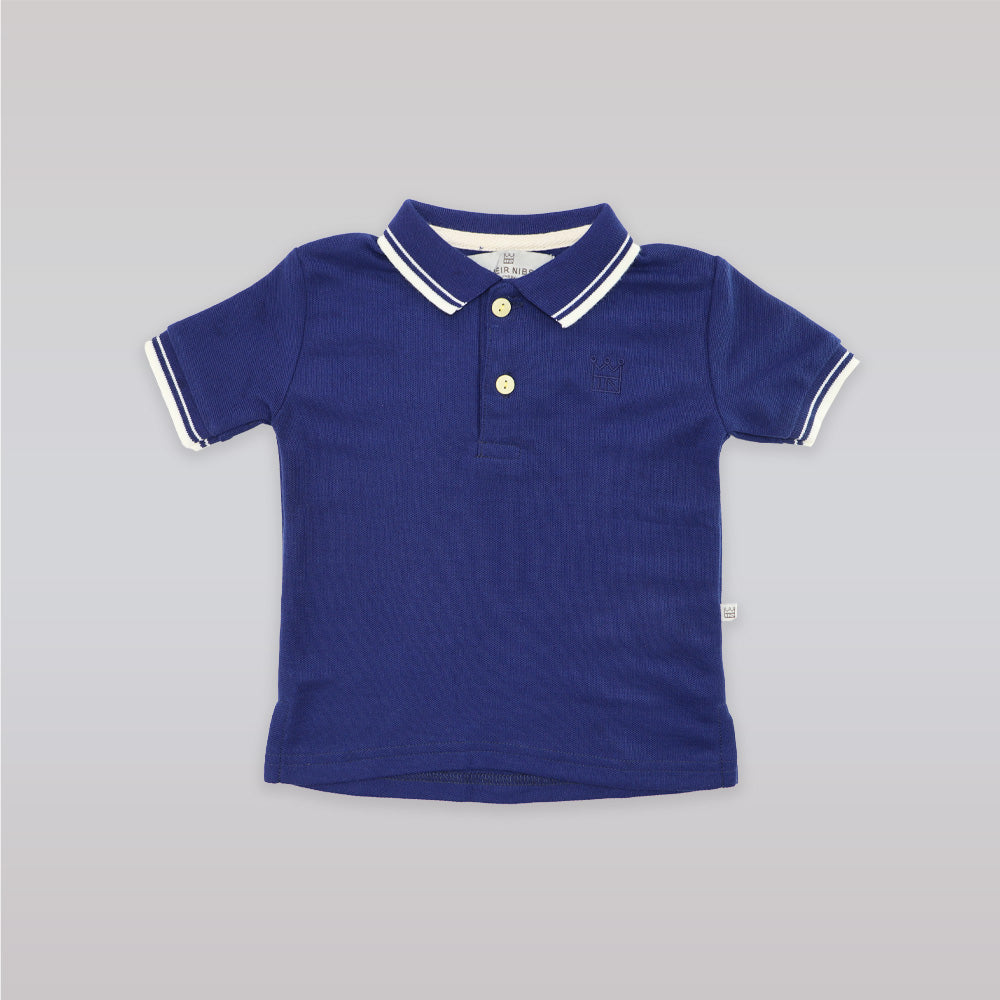 Their Nibs Navy Blue Baby Polo T-shirt with Contrast Collar