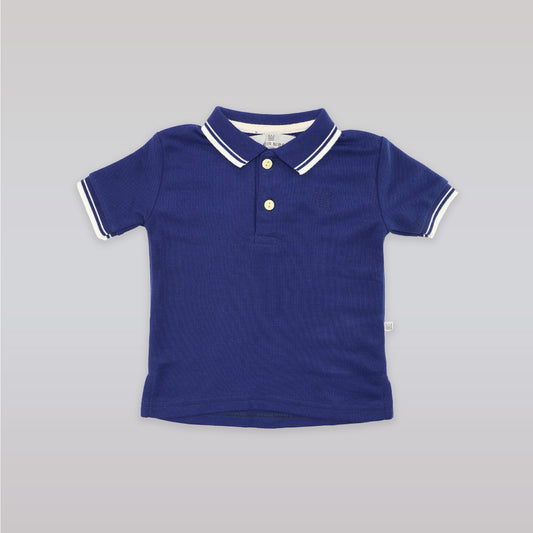 Their Nibs Navy Blue Baby Polo T-shirt with Contrast Collar