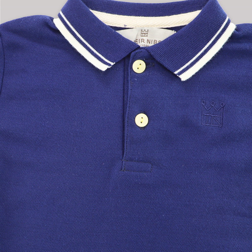 Their Nibs Navy Blue Baby Polo T-shirt with Contrast Collar