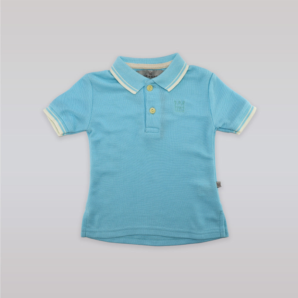 Soft Pale Blue Cotton Polo Shirt for Babies and Kids