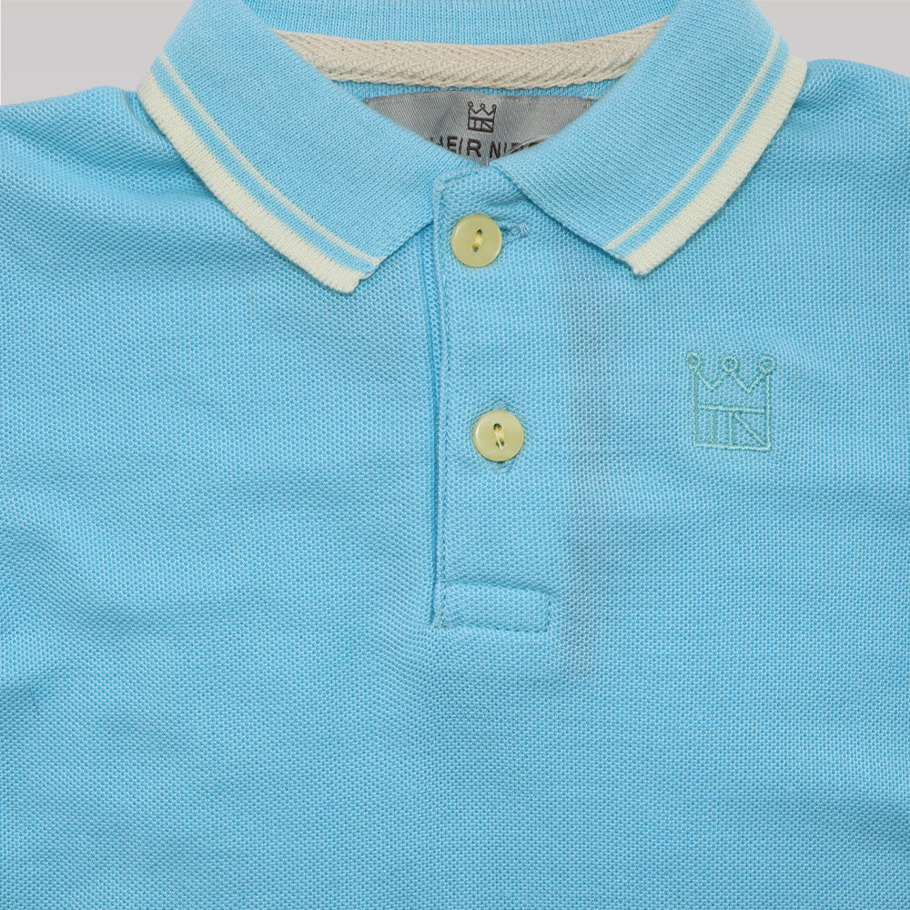 Soft Pale Blue Cotton Polo Shirt for Babies and Kids