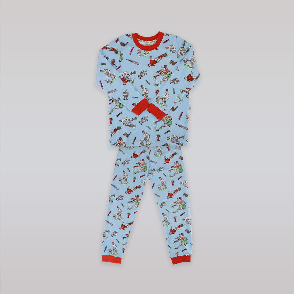 Their Nibs Boys Cricket and Football Print Cotton Pajama Set