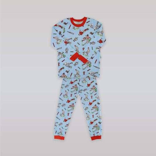 Their Nibs Boys Cricket and Football Print Cotton Pajama Set