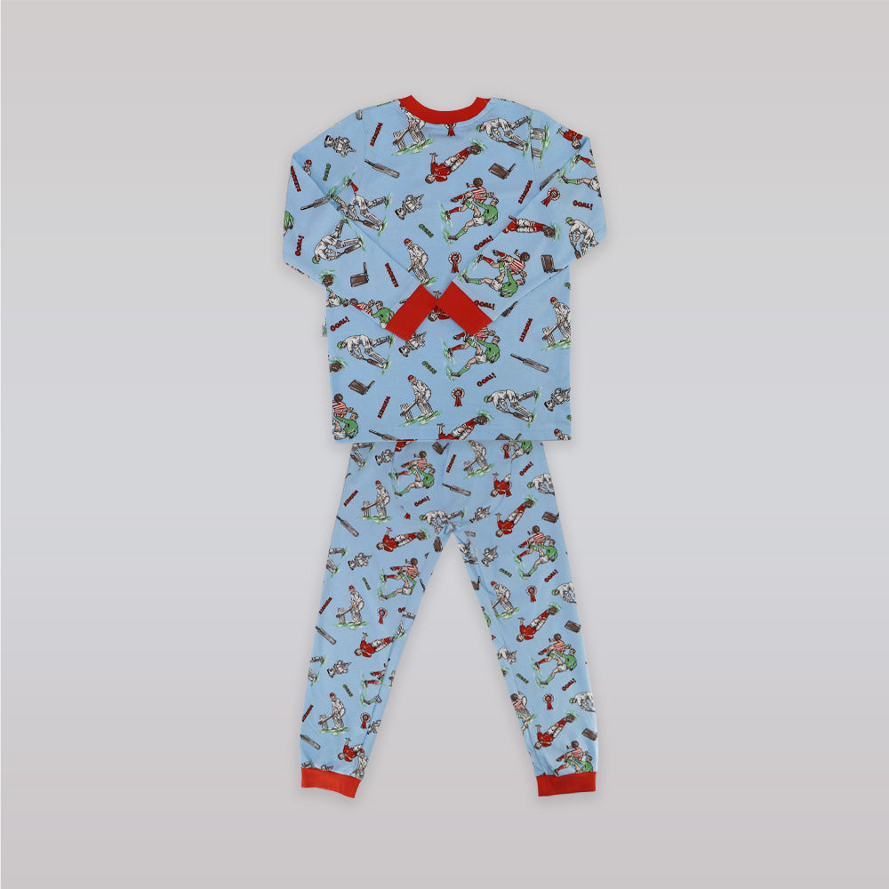 Their Nibs Boys Cricket and Football Print Cotton Pajama Set