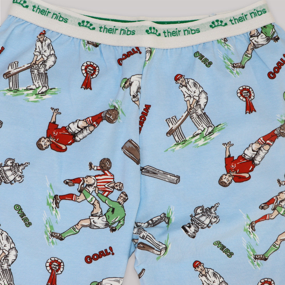 Their Nibs Boys Cricket and Football Print Cotton Pajama Set