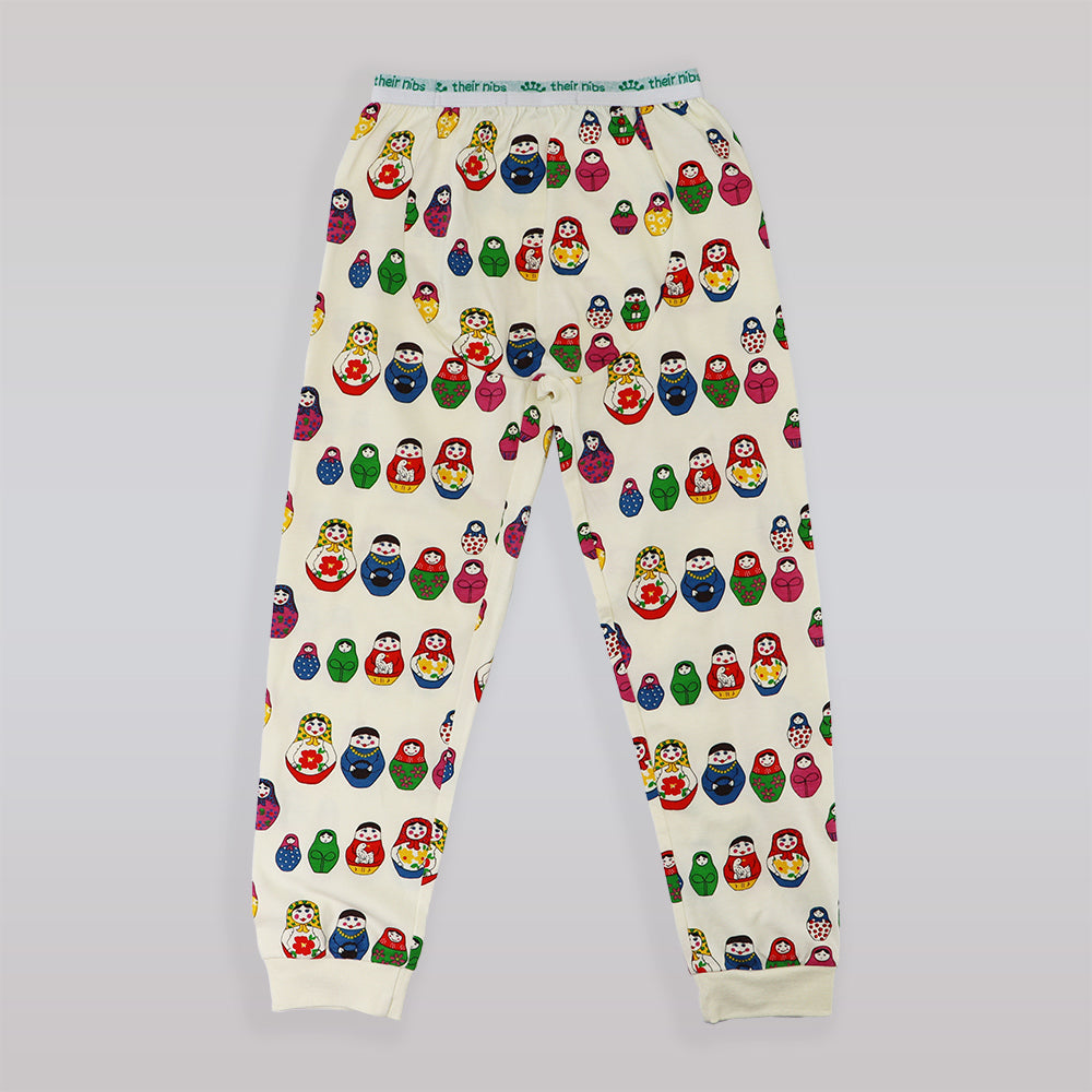 Their Nibs Girls Russian Doll Print Cream Cotton Pajama Set