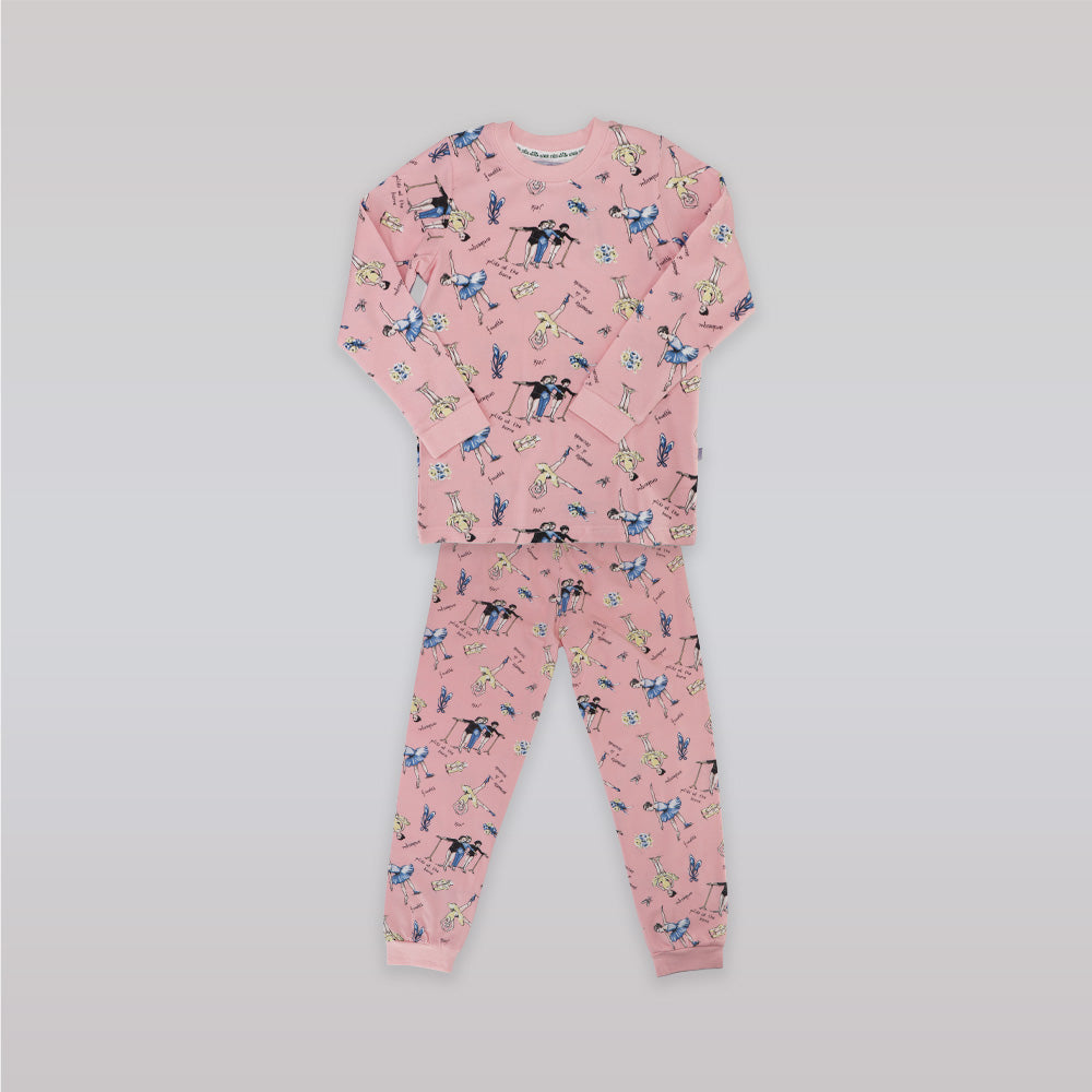 Their Nibs Girls Russian Doll Ballerina Peach Cotton Pajamas