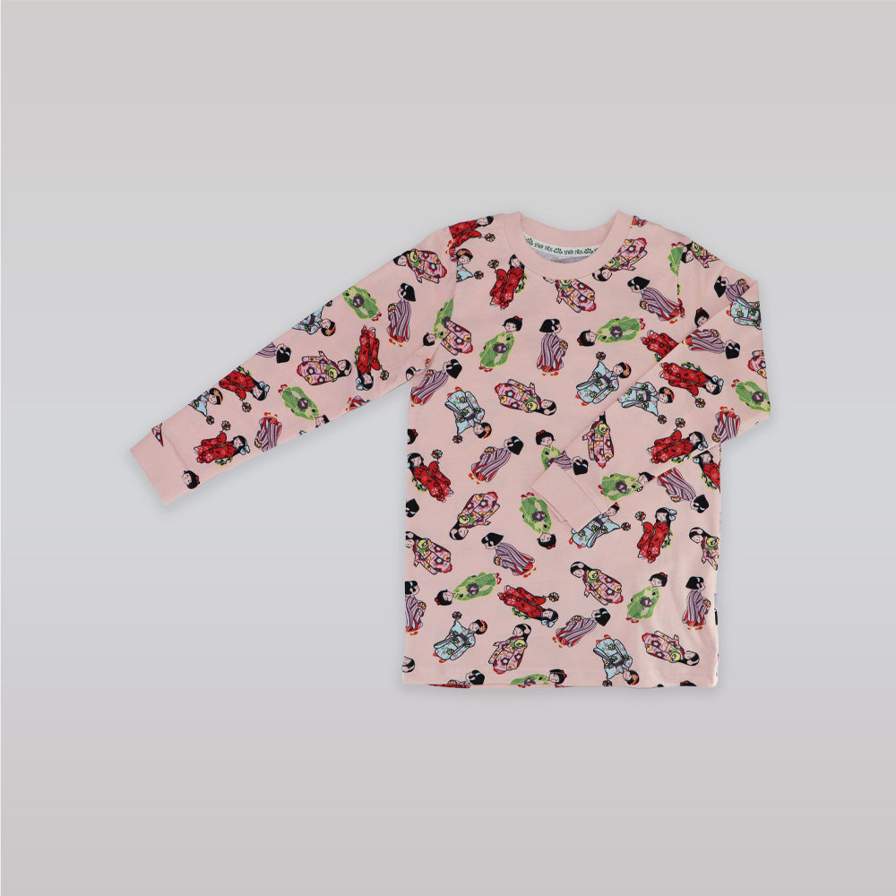 Their Nibs Girls Russian Doll Cream and Peach Cotton Pajamas