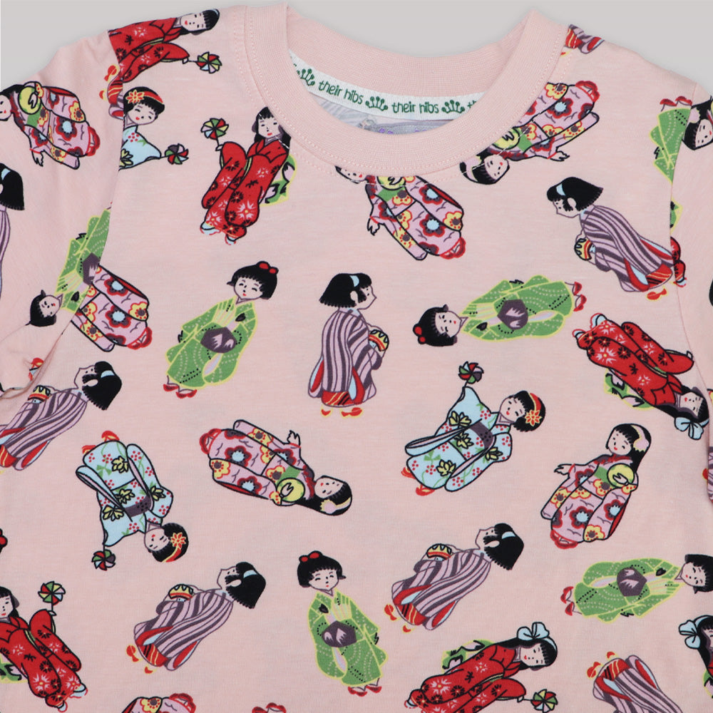 Their Nibs Girls Russian Doll Cream and Peach Cotton Pajamas