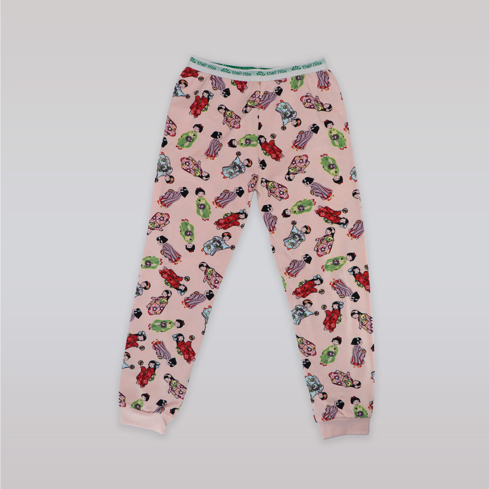 Their Nibs Girls Russian Doll Cream and Peach Cotton Pajamas