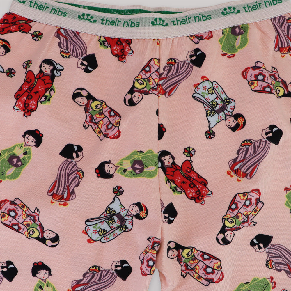 Their Nibs Girls Russian Doll Cream and Peach Cotton Pajamas