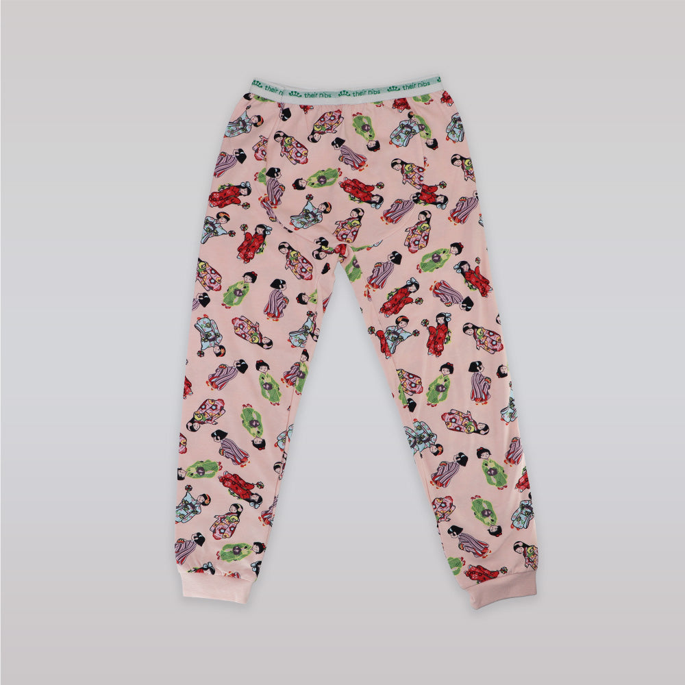 Their Nibs Girls Russian Doll Cream and Peach Cotton Pajamas