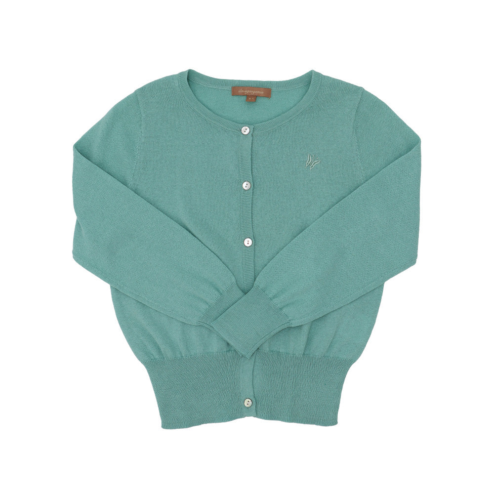 Girls Aqua Blue Logo Knit Button Up Cardigan Sweater