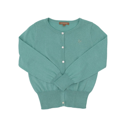 Girls Aqua Blue Logo Knit Button Up Cardigan Sweater