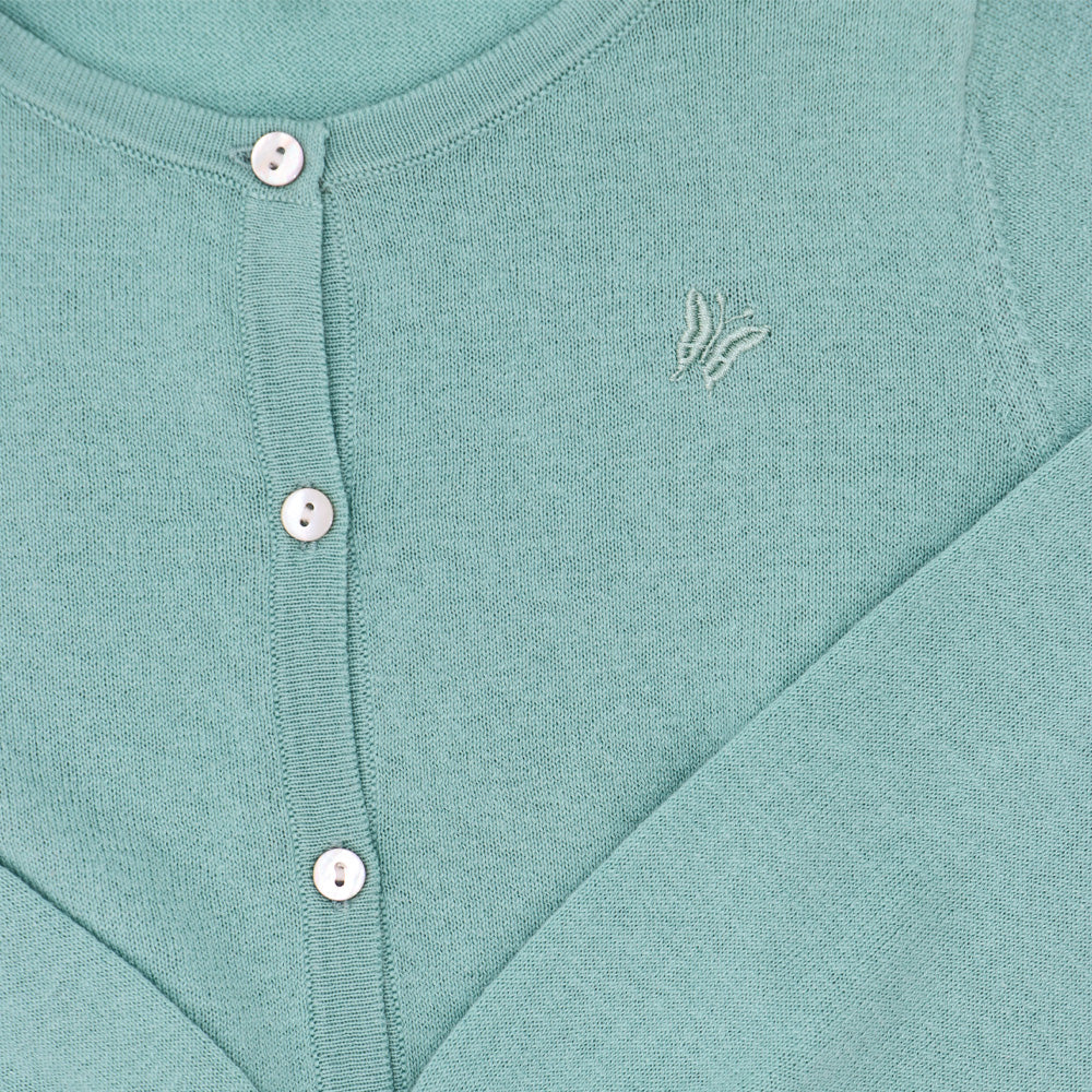 Girls Aqua Blue Logo Knit Button Up Cardigan Sweater
