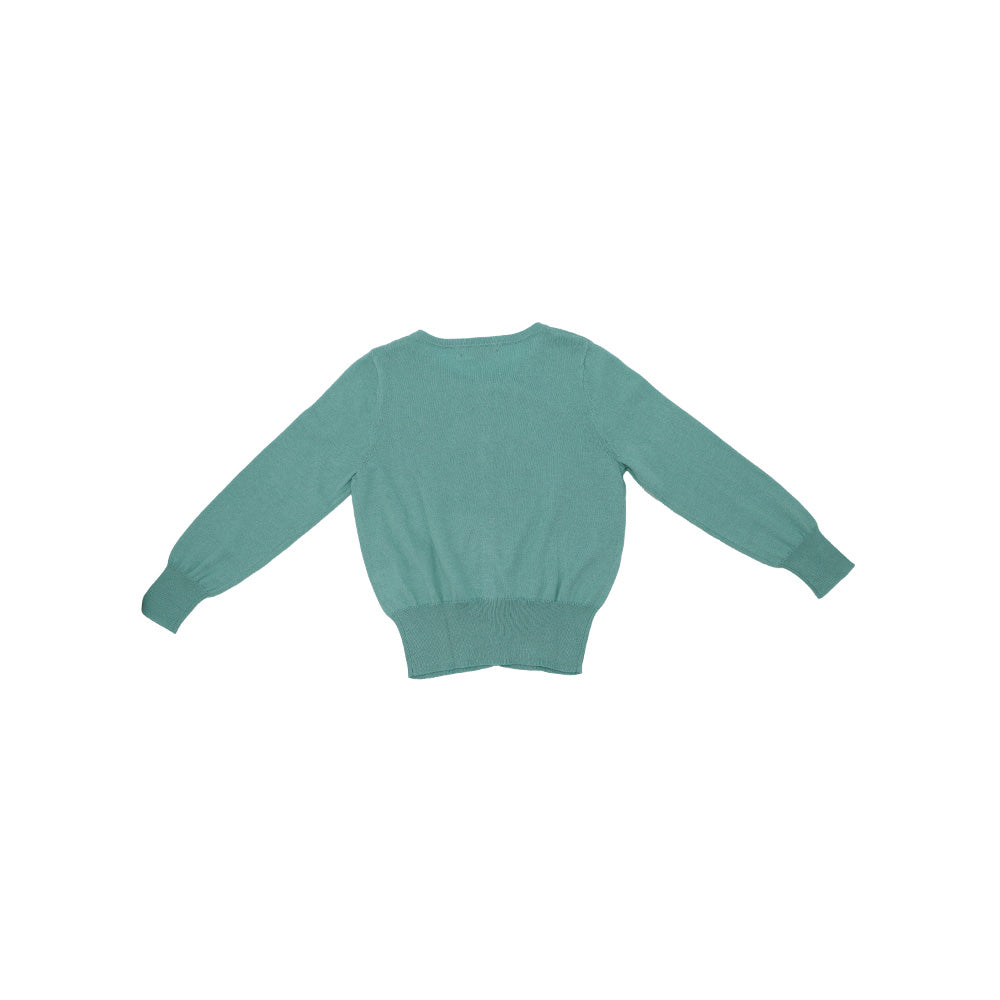 Girls Aqua Blue Logo Knit Button Up Cardigan Sweater