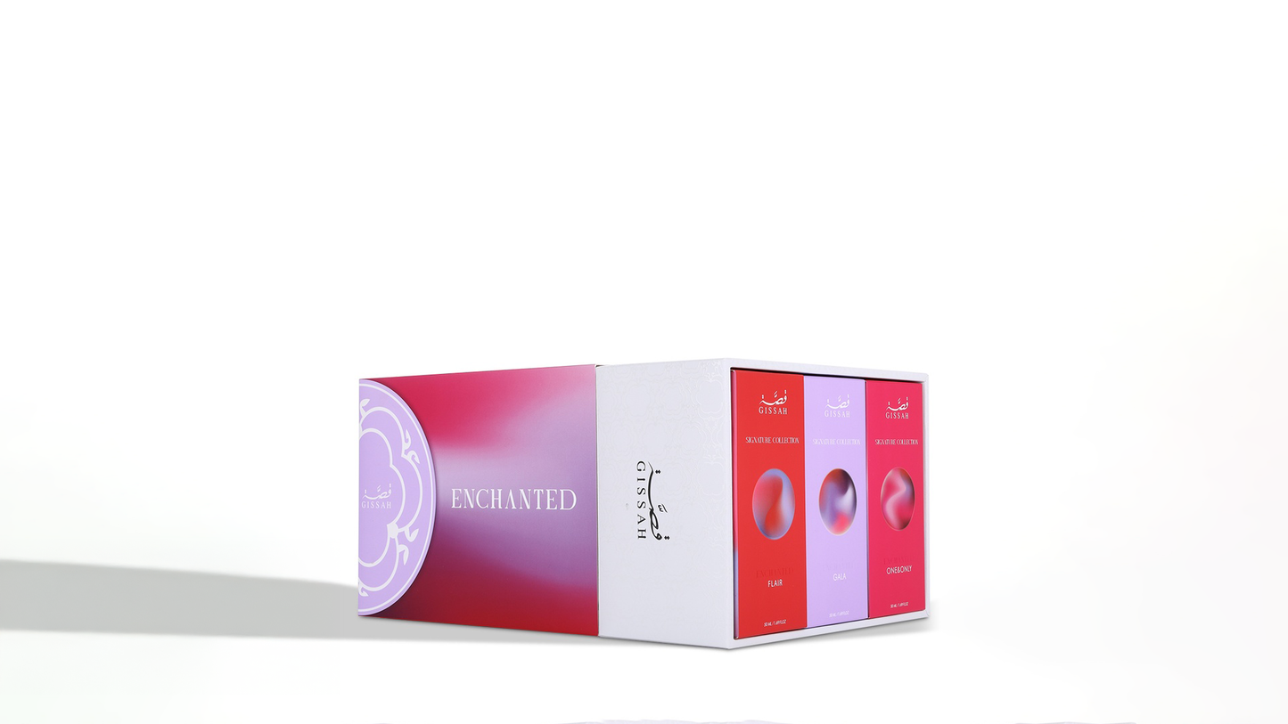 Gissah Enchanted Feminine Fragrance Set Featuring Three 50ml Eau de Parfums