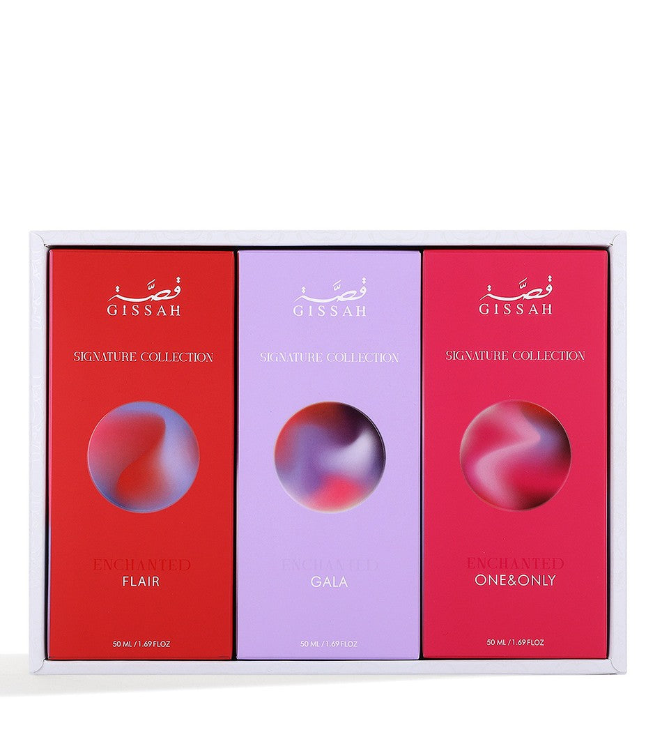 Gissah Enchanted Feminine Fragrance Set Featuring Three 50ml Eau de Parfums
